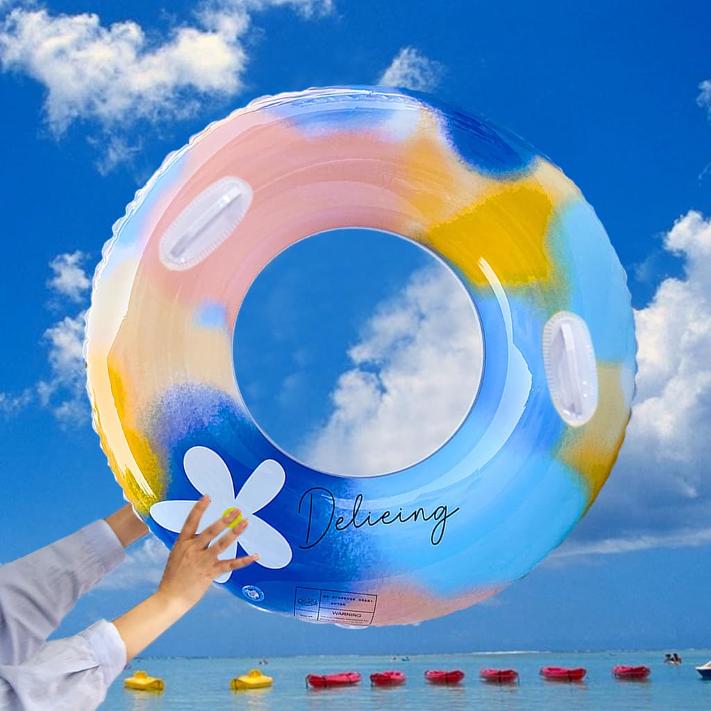 Proberos Inflatable Swimming Ring for Adults with Dual Handles and Leakproof Valve 75cm PVC | Pool and Beach Float