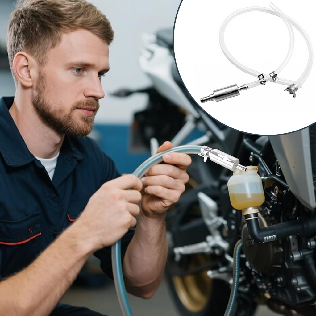 STHIRA Brake Bleeder Hose Kit with One Way Check Valve and Aluminum Fittings for Cars & Motorcycles