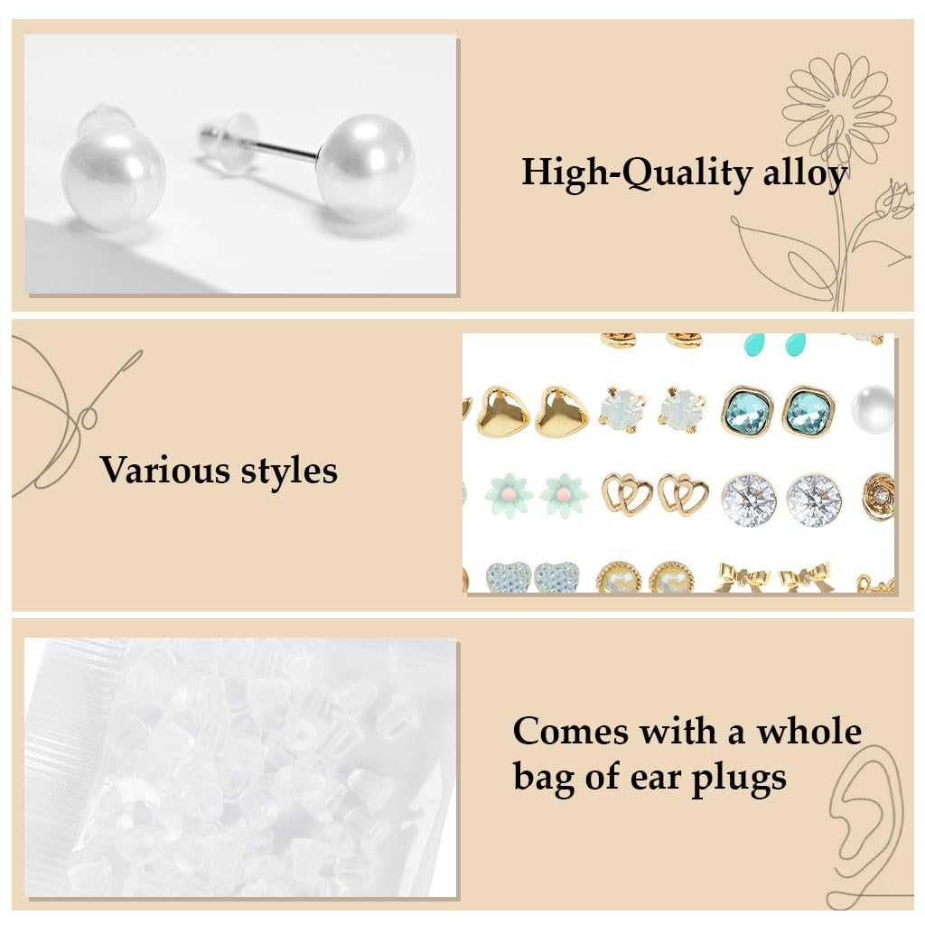 Zibuyu Earrings Set for Women with 30 Pairs 0.3–1.4 cm Designs & Hypoallergenic Alloy | Stylish Gift Idea