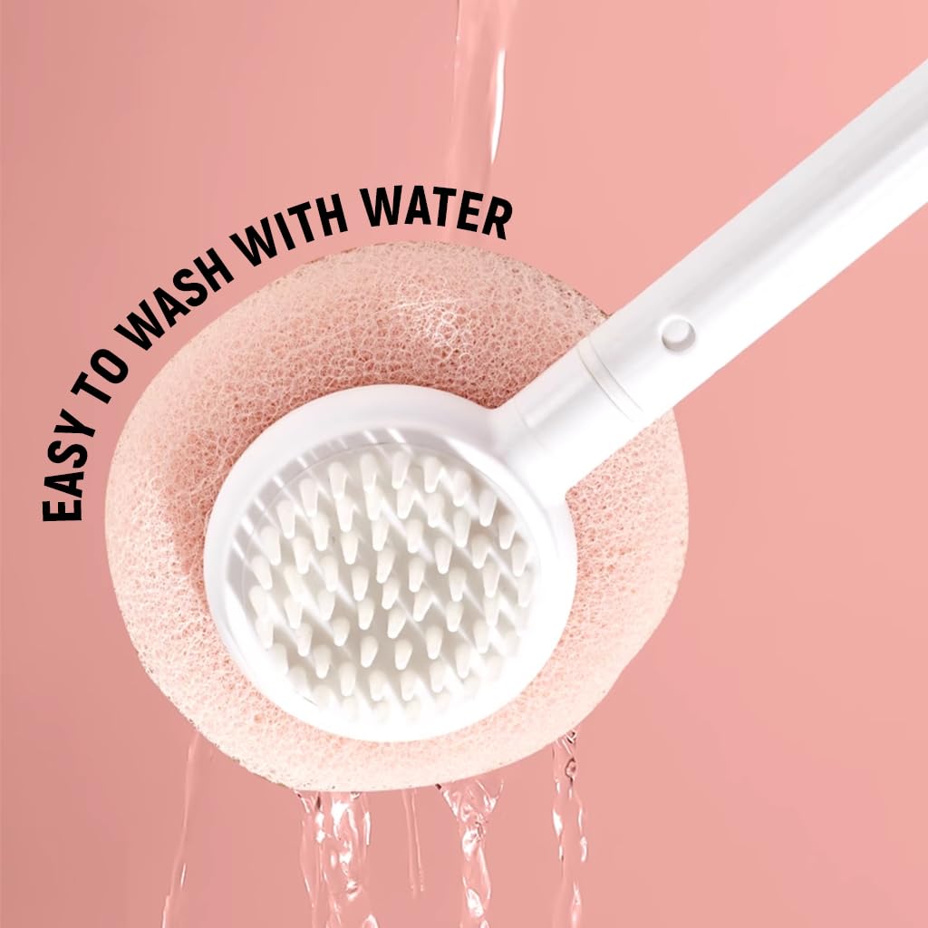 MAYCREATE Back Scrubber for Shower with Dual-Sided Loofah and Bristles | 14.8 in Telescopic Handle