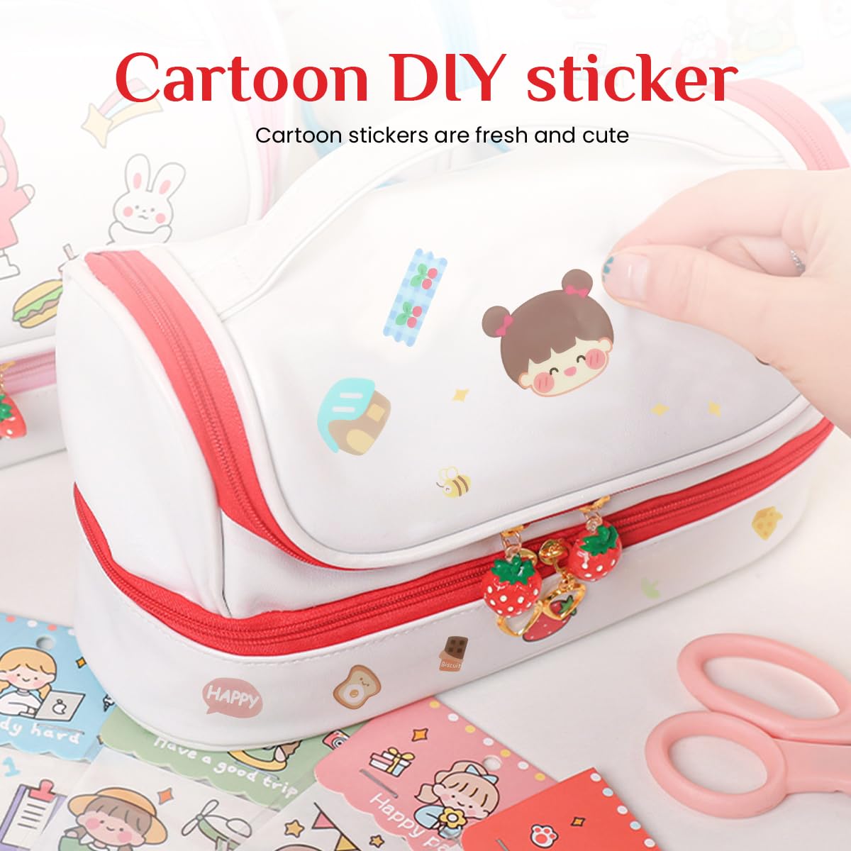 Climberty Pencil Pouch for Girls with Double Layer Design and Handle | 8.6×6.2×3.7 in Waterproof PU