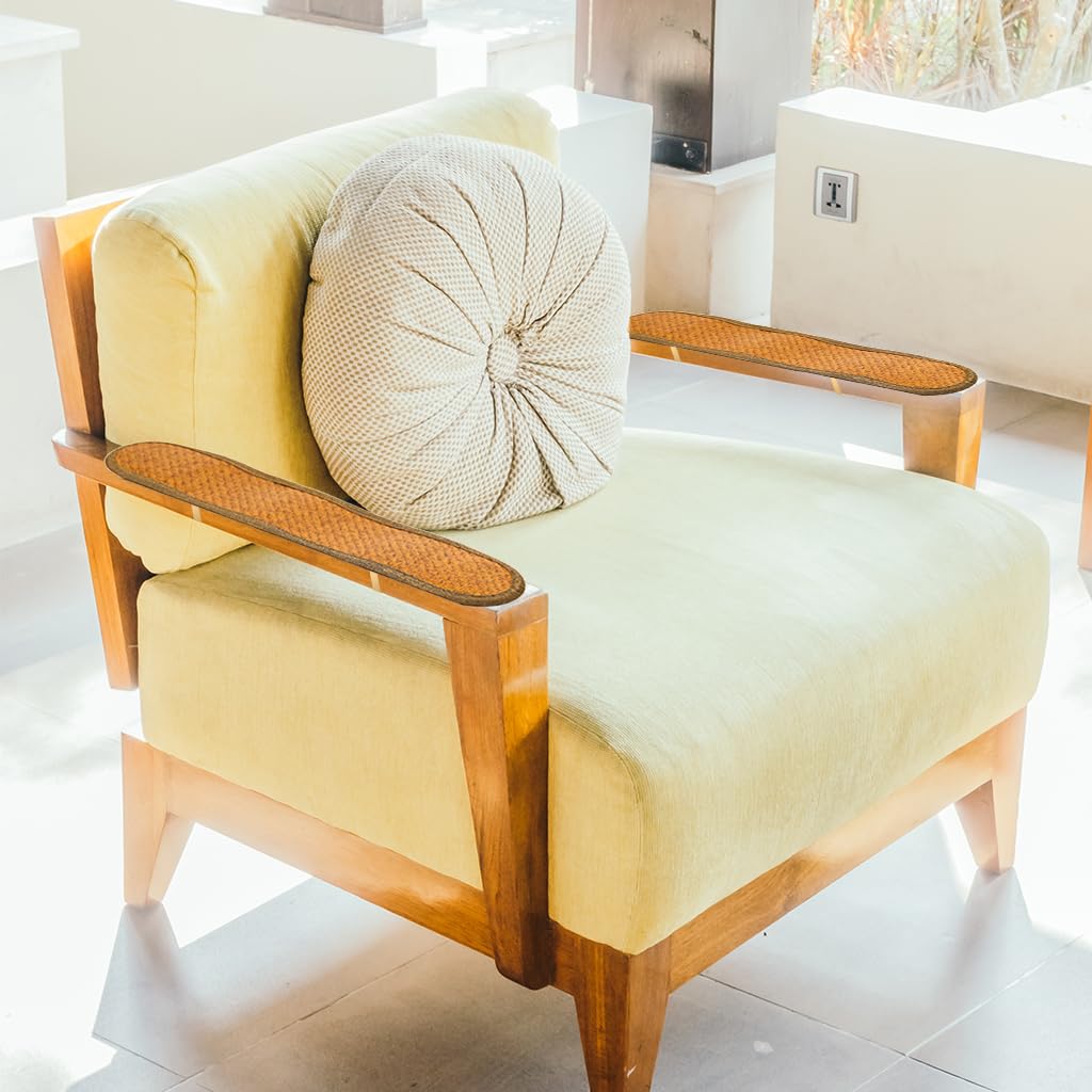 HASTHIP Office Chair Armrest Covers 10x45cm with Tie Up Design Natural Rattan for Summer Comfort | Rustic Dust Protection