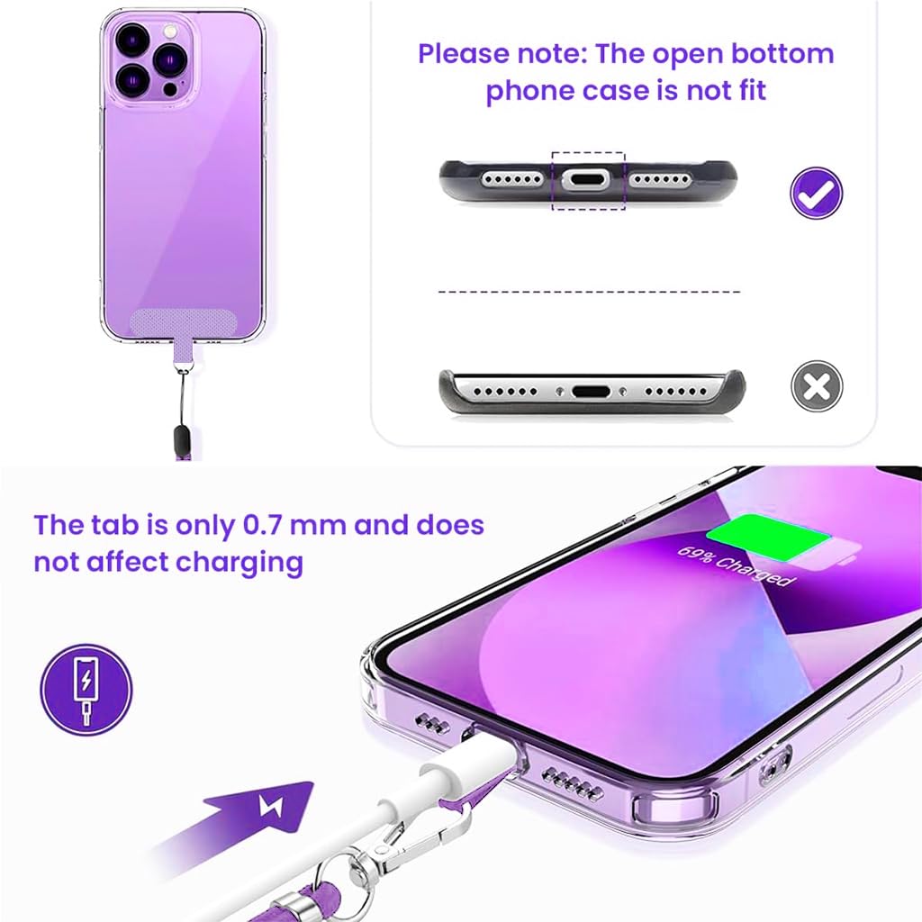 ZORBES Phone Strap for Neck and Wrist with Quick Release Attachment Insert | Adjustable Nylon Lanyard Purple
