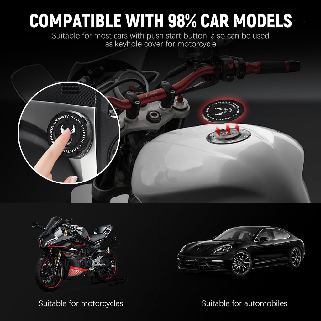 STHIRA Car Start Button Cover for Universal Vehicles with Venom Theme ABS Material | Interior Protection and Easy Installation