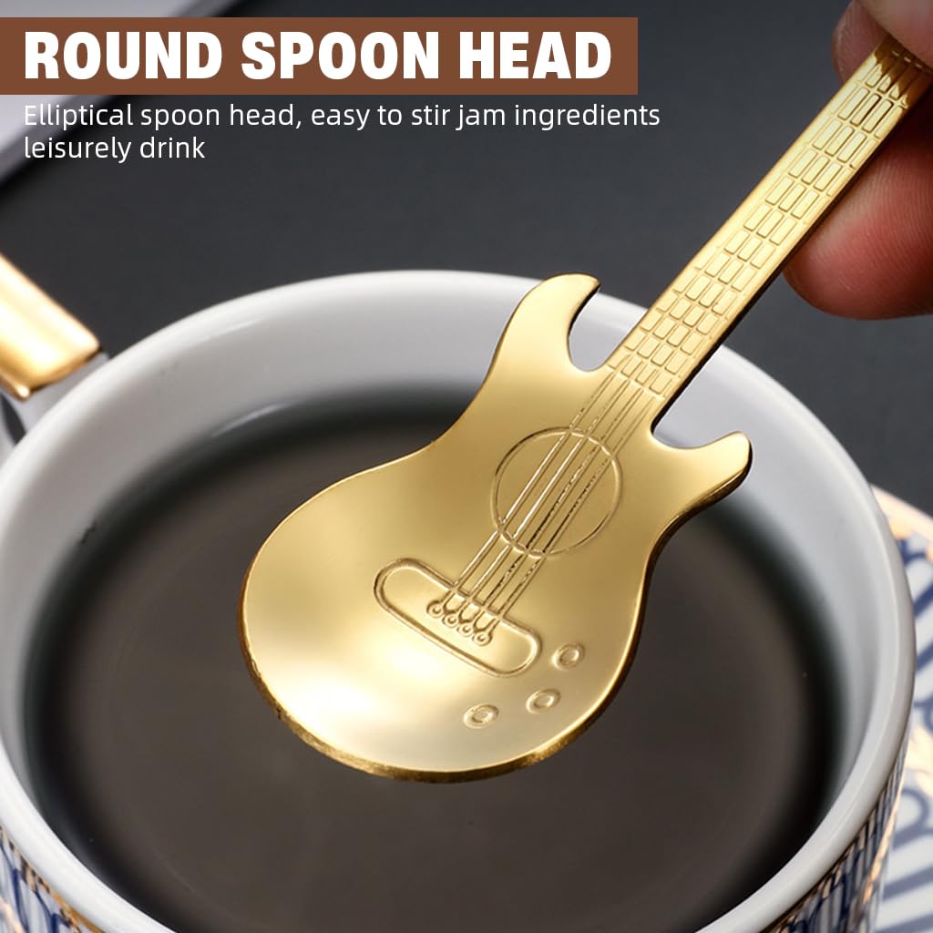 Supvox Coffee Spoons for Coffee and Tea with 4.7 in Guitar Shape 304 Stainless Steel | Pack of 3