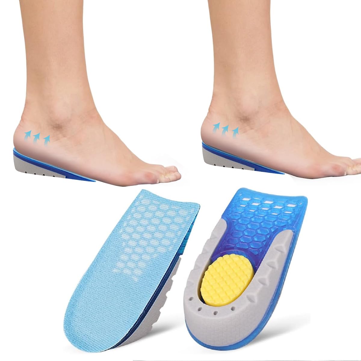 MAYCREATE® Heel Cups for Heel Pain, Shoe Heel Lifts for Women Uneven Legs, Heel Cushions with Massaging Gel Cushion Insert for Heel Ankle Pain Heel Spurs, 0.98Inch