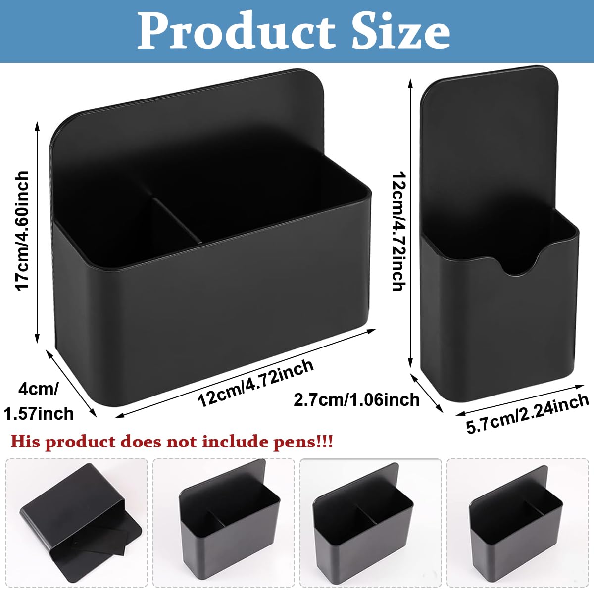 Climberty Magnetic Pen Holder 2 Pack for Refrigerator and Whiteboard featuring Adjustable Dividers