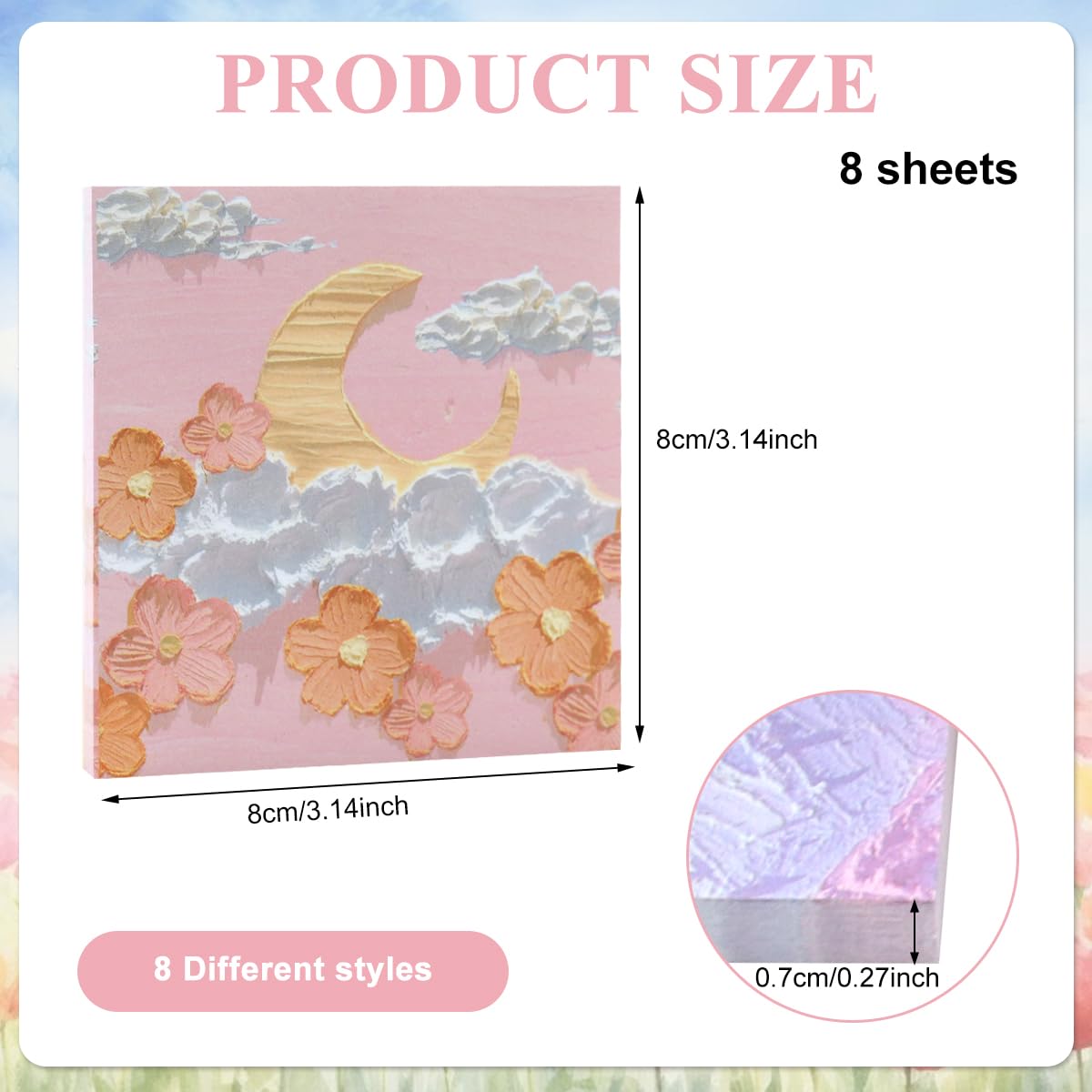 Climberty Sticky Notes for Office and School with Self Adhesive Backing 8 Pcs 640 Sheets | Aesthetic Oil Painting Set