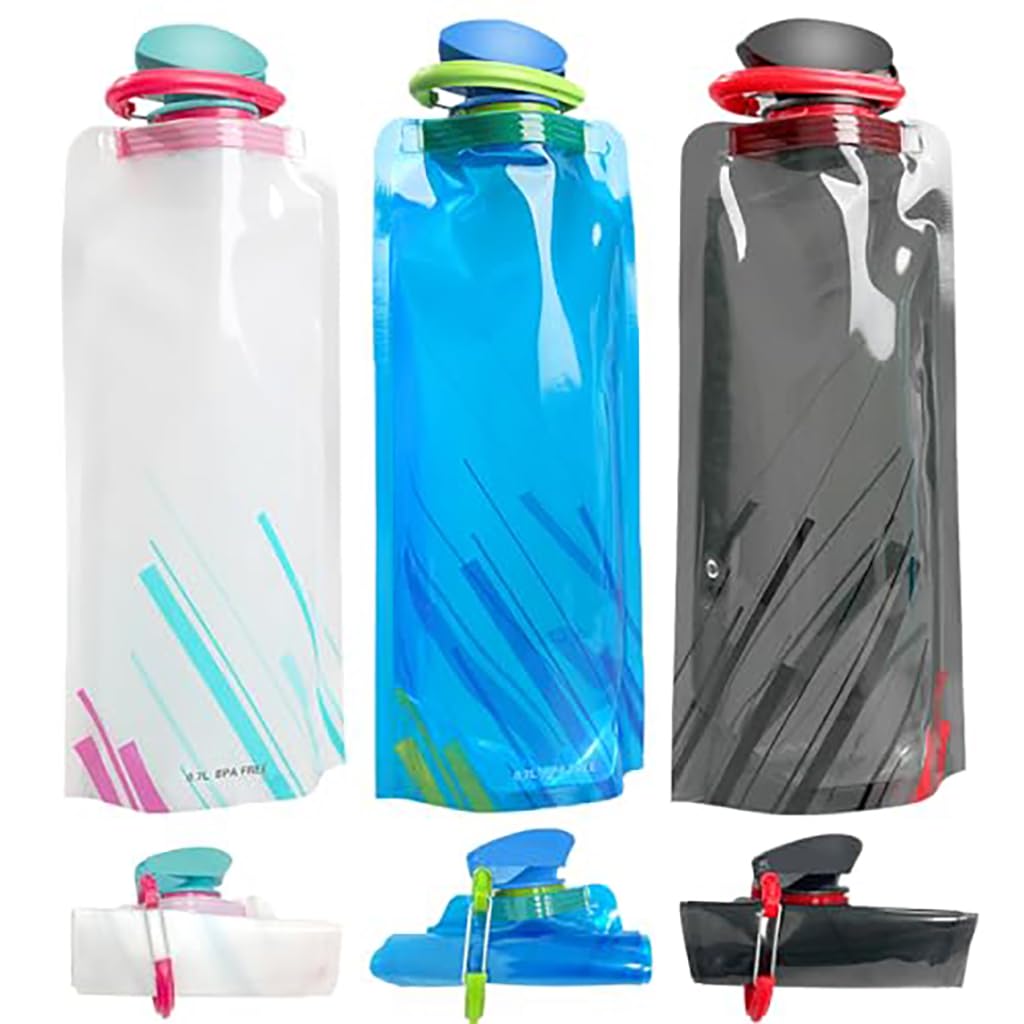 ZIBUYU Foldable Water Bottle 700ml 3 Pack for Travel and Outdoor with Collapsible Design | BPA Free Reusable Hydration Set