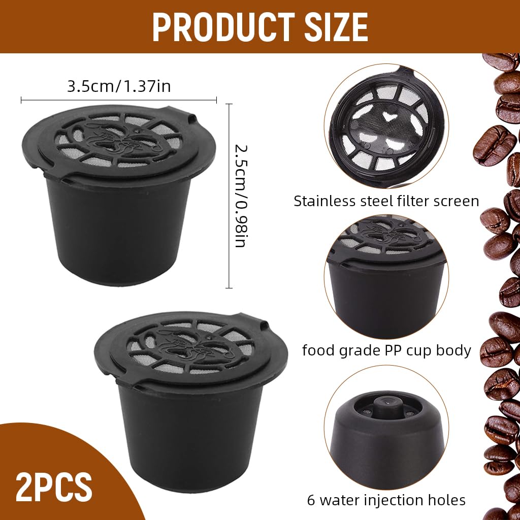 Supvox Reusable Coffee Filter Pods for Nespresso with 4g Capacity and 304 Stainless Steel Mesh Lid