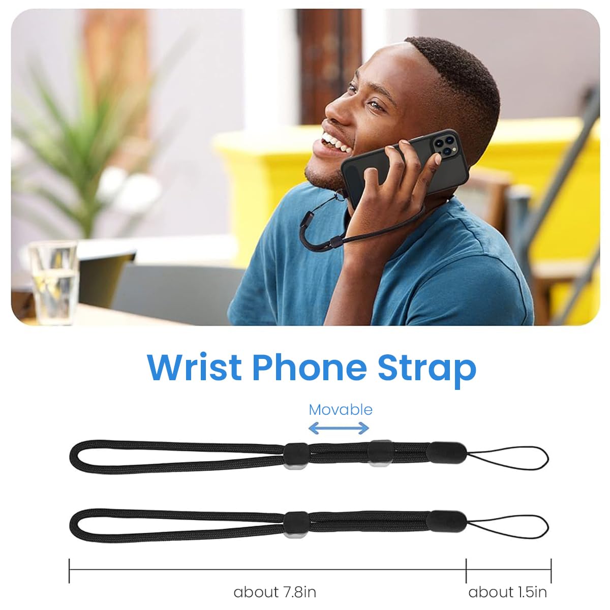 ZORBES Phone Lanyard for Case with 2 Self Adhesive Inserts and Adjustable Strap Set | Polyester Neck and Wrist Carry