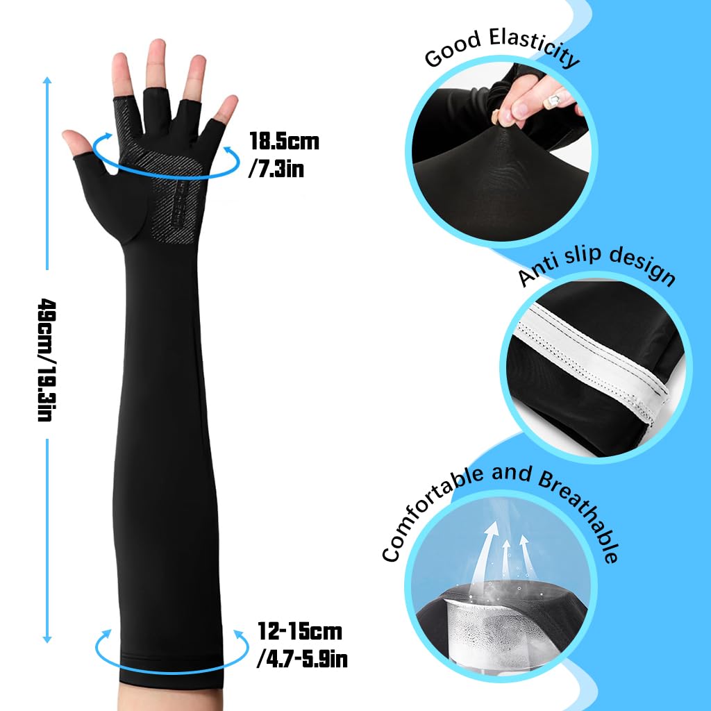 PALAY Hand Gloves for Sun Protection featuring Open Finger Tip & Anti Slip Palm | 3 PCS Ice Silk Cooling for Men and Women