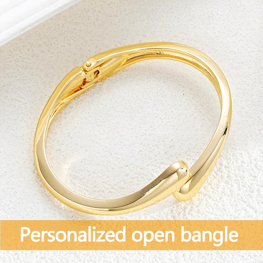 Zibuyu Gold Bangle Bracelet for Women featuring 21CM Adjustable Twist Cuff | Gift Jewelry