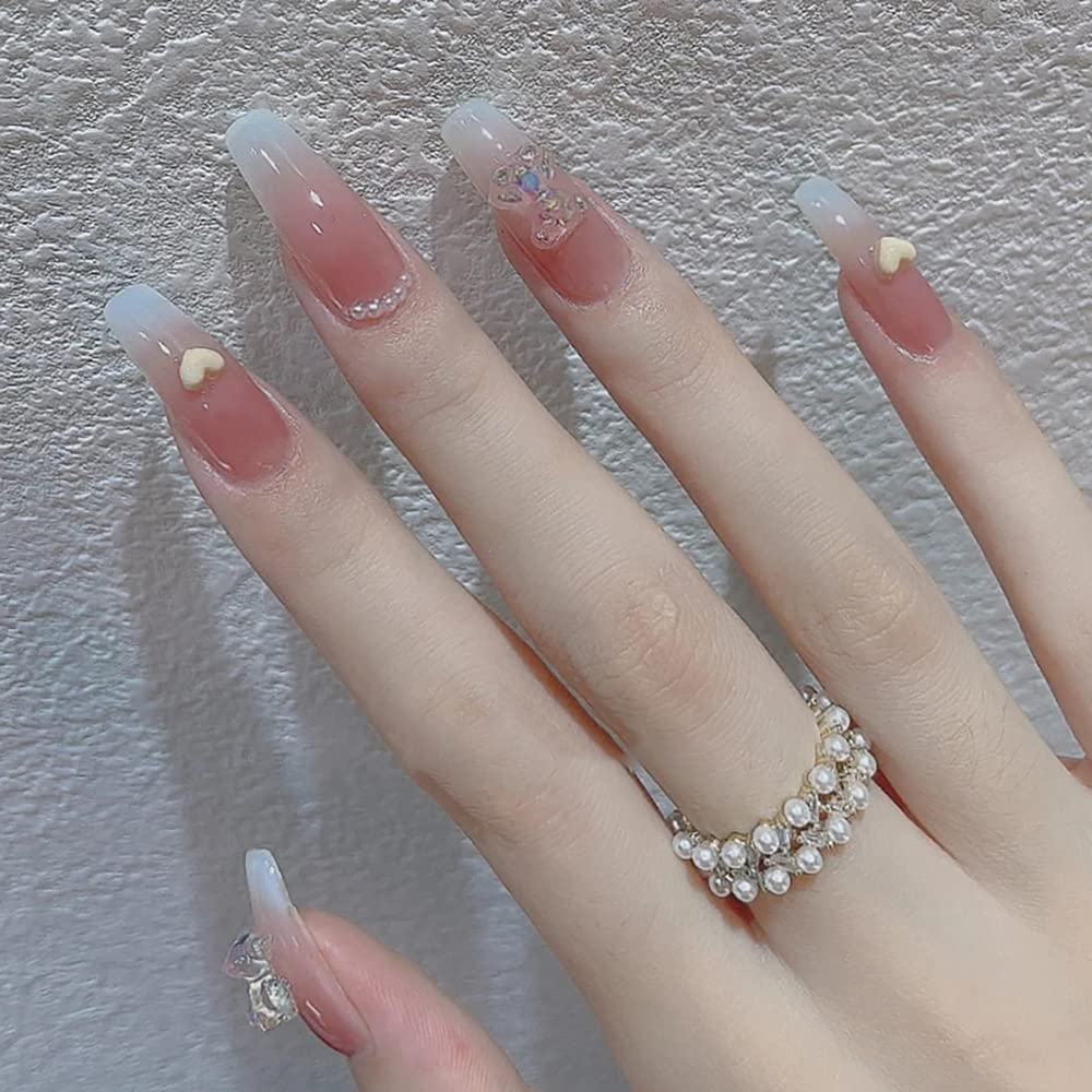 MAYCREATE Press On Gel Nails for Daily or Party Wear featuring 24pcs Full Cover Nude French Style
