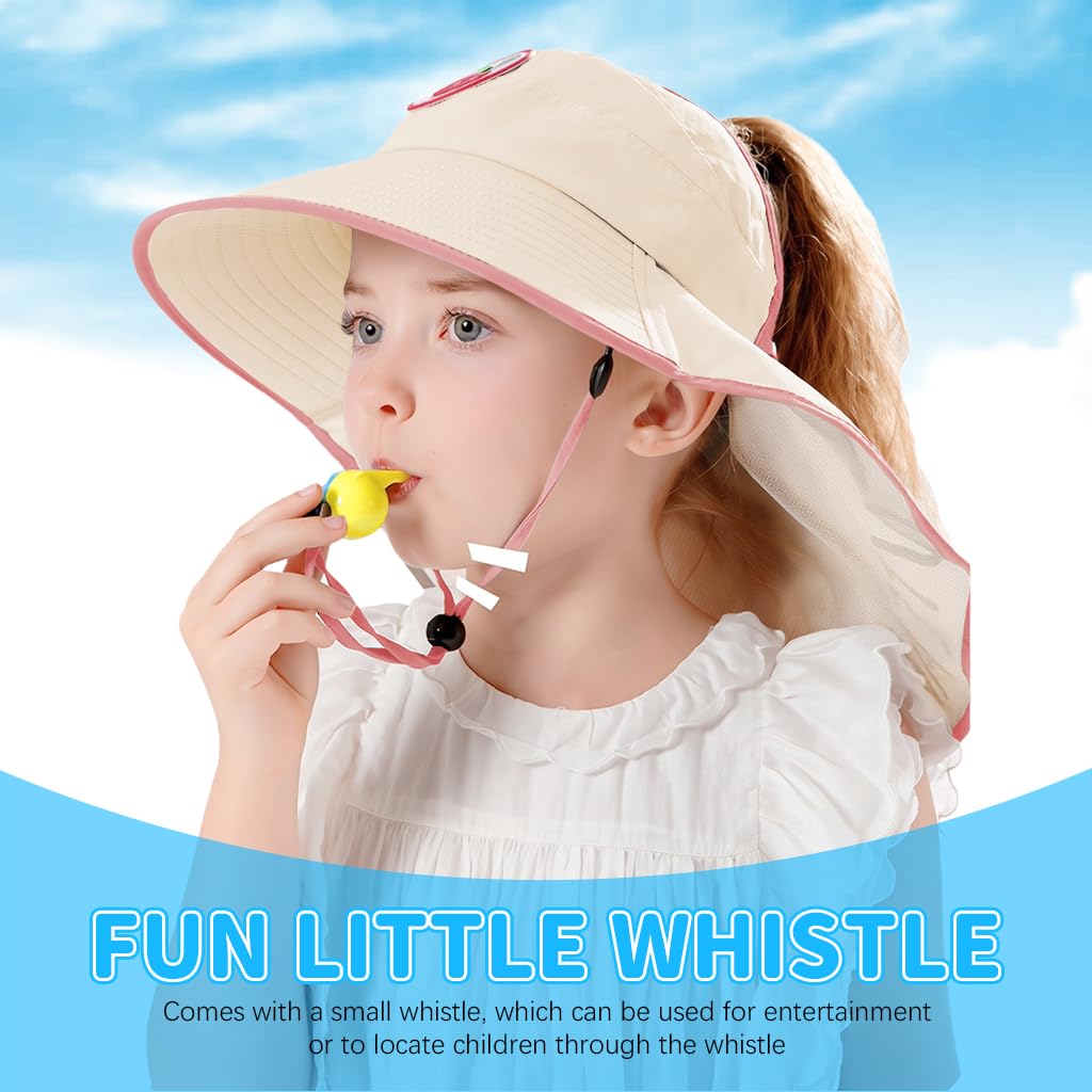SNOWIE SOFT Kids Sun Hat for Summer with UPF 50+ Protection and Adjustable Chin Strap | Wide Brim Neck Flap Design for Girls 3–10 Years