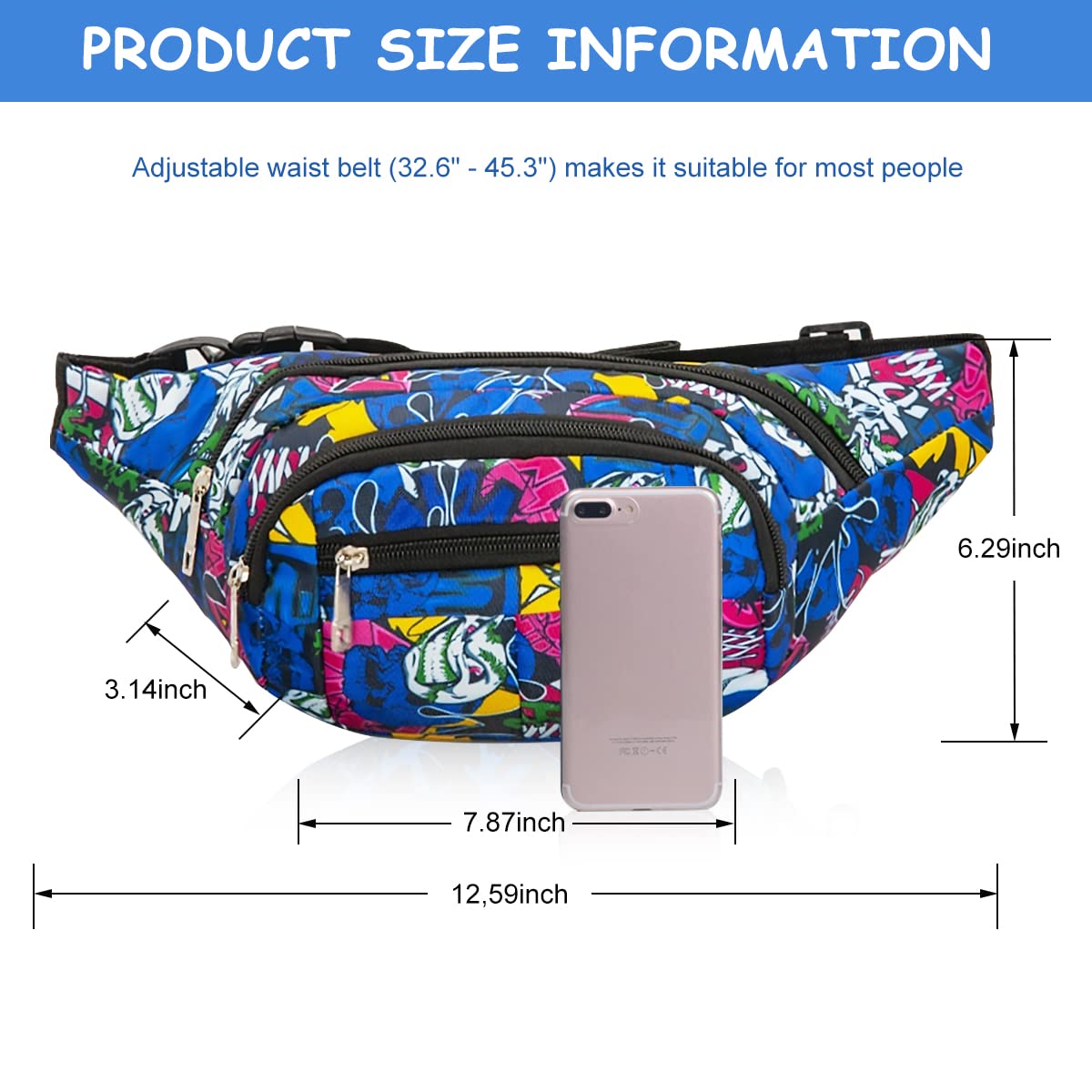 ZIBUYU® Waterproof Creative Print Sport Chest Bag & Bumbag,Waist Pack for Hiking,Travel,Camping,Running,Sports Outdoors,Men & Women