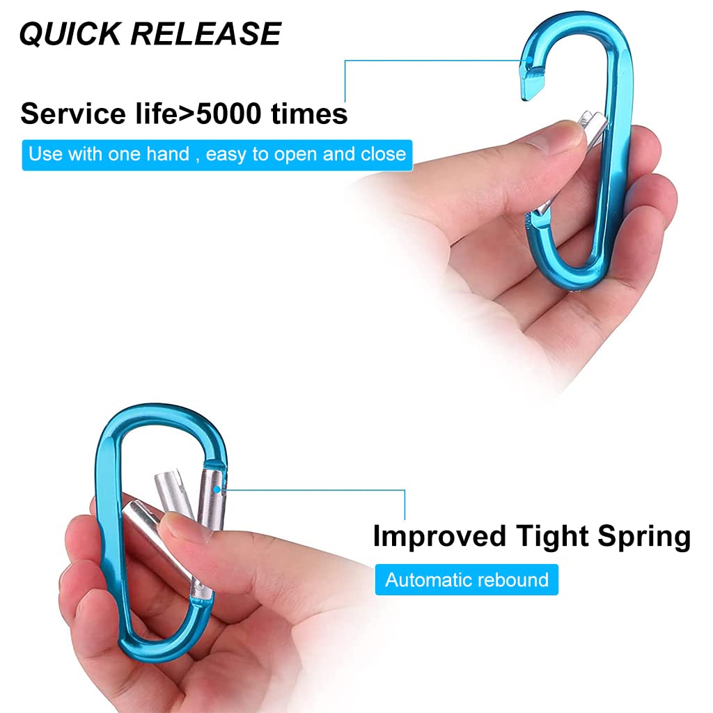 Proberos Carabiner Clip for Hiking and Travel including 5pcs 3.1 in D Ring Aluminum Hooks