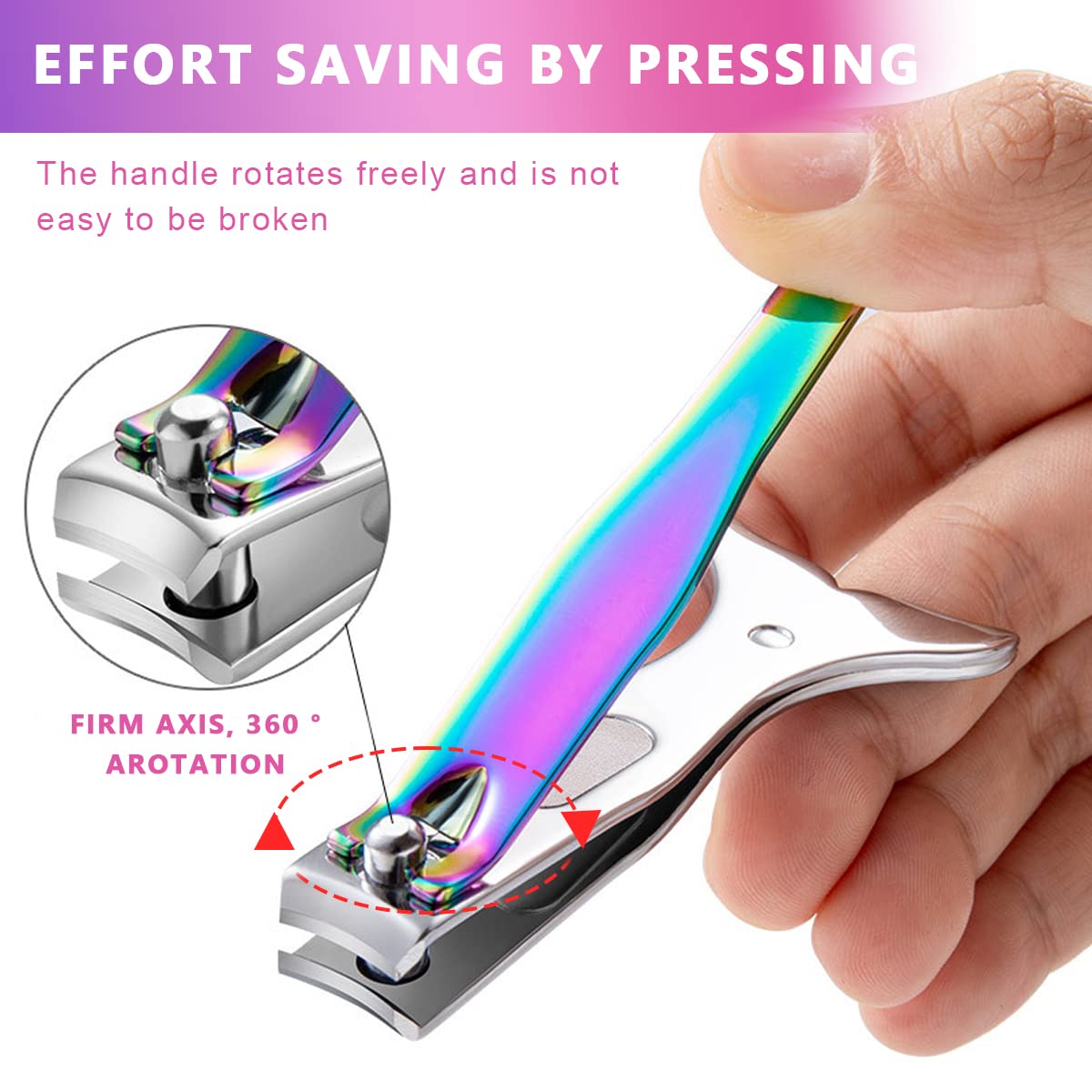 MAYCREATE Nail Clippers Set for Travel and Home Use with Curved Blade and 11×9.6 cm Pouch | Stainless Steel Mermaid Design