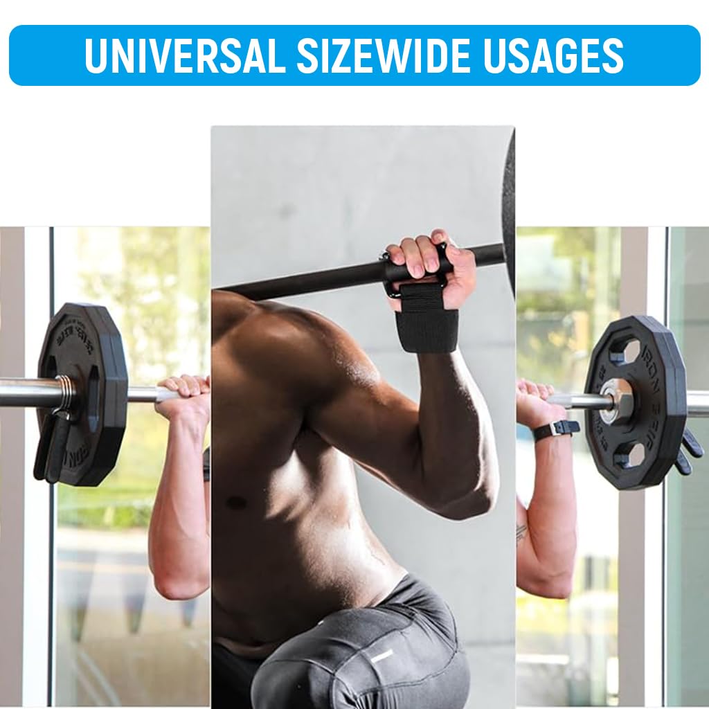 Proberos Weight Lifting Hooks for Deadlifts and Pull-Ups with Dual Metal Hooks | 4PCS Black
