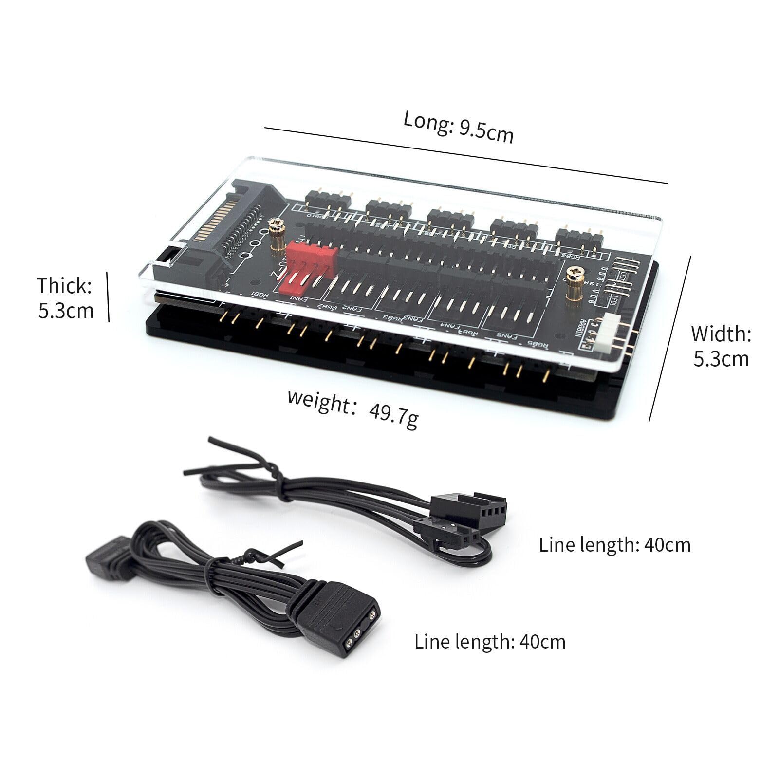 Verilux® ARGB and PWM Fan HUB, 10 Ports for Addressable RGB Lighting, 1 to 6 Multi Way backplane Splitter 5V/3PIN Case Fan Hub Adapter, 3-Pin PC PWM Fan Hub CPU Cooling HUB Controller Fan Hub Splitter