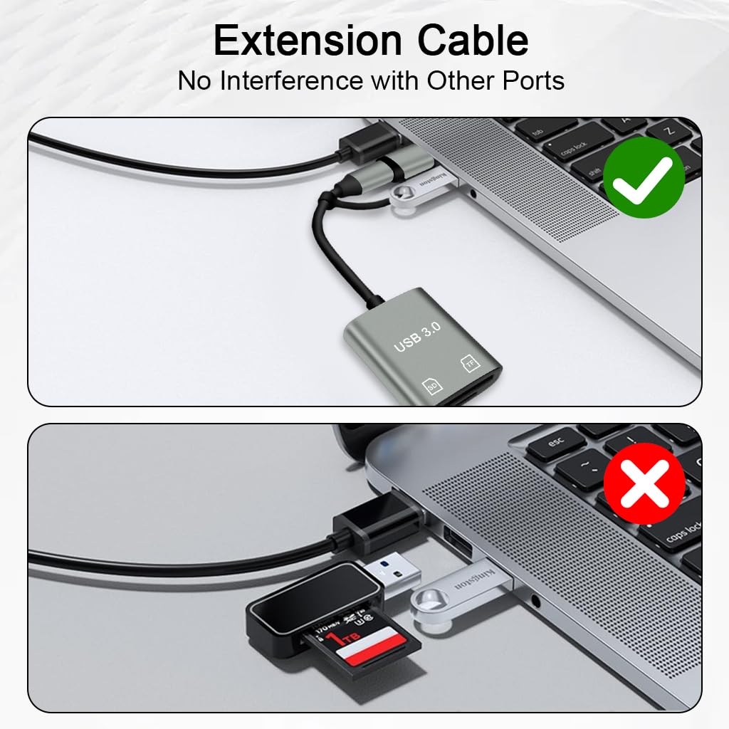 ZORBES USB 3.0 OTG Card Reader with Dual USB and Type C Connectors for SD and TF Cards | High-Speed Data Transfer for Android and Laptop