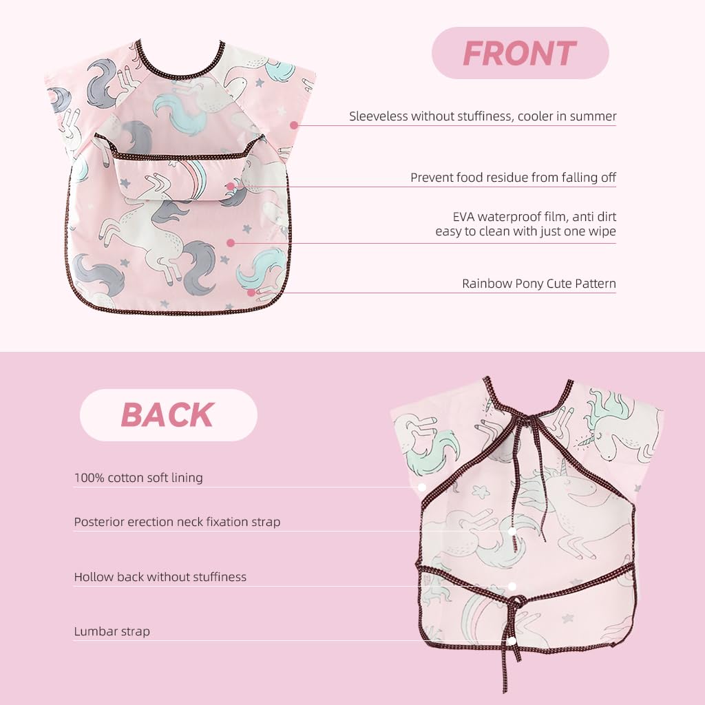 SNOWIE SOFT Baby Bib for Summer Feeding with EVA Waterproof Jacket and Cotton Liner | 2PCS