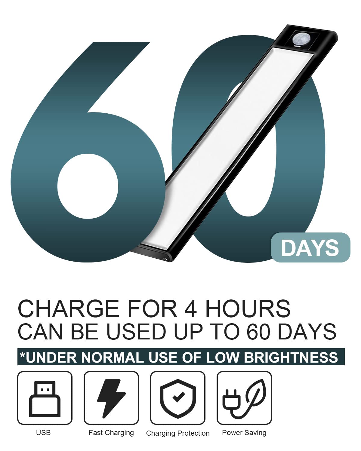 ELEPHANTBOAT Motion Sensor Light for Home with 800mAh Rechargeable Battery and Ultra-Thin 0.9cm Aluminum Body | Warm LED Cabinet and Stair Lighting