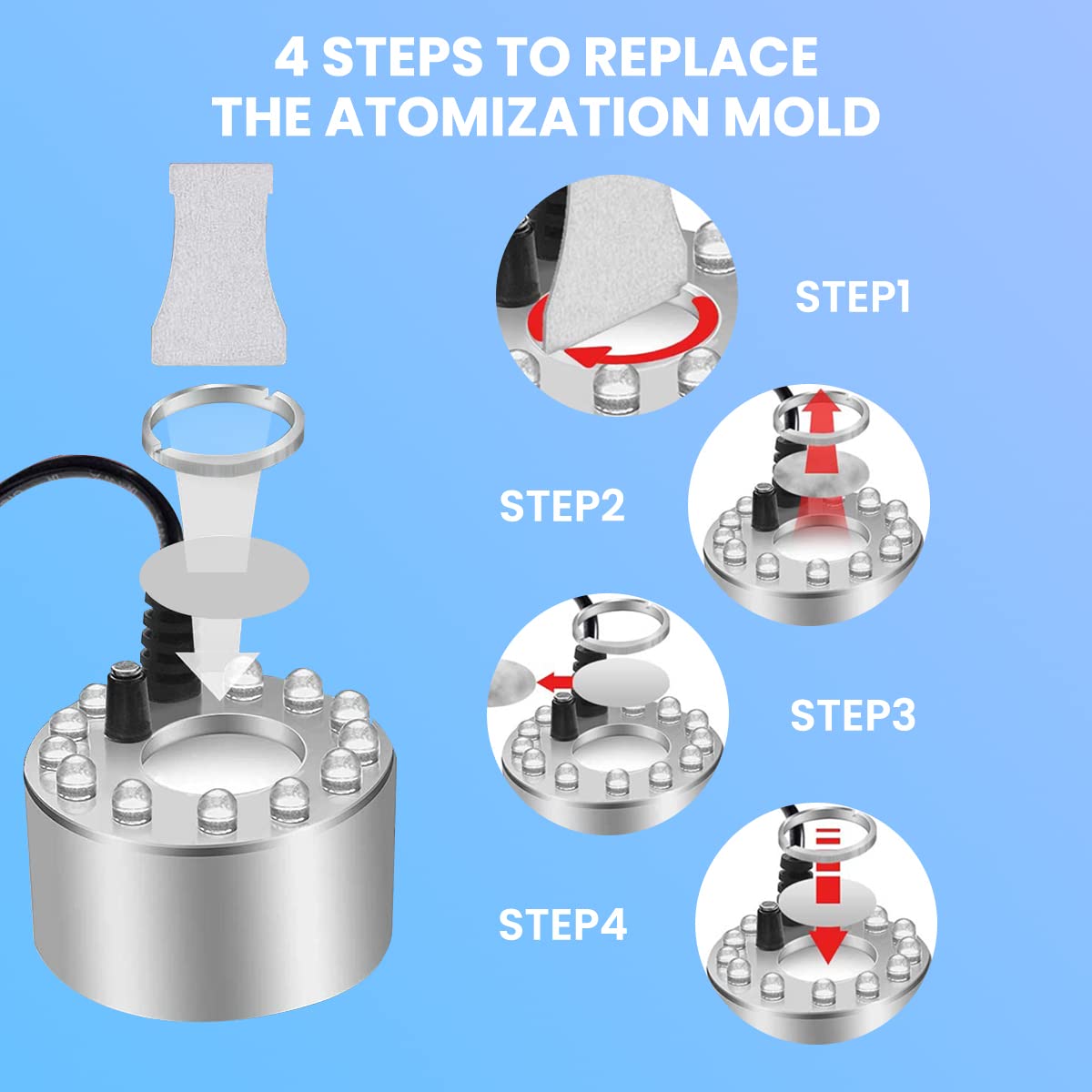 ZIBUYU Mist Maker for Aquarium with RGB LED Lighting and Auto Misting | Smoke Machine for Halloween Decor