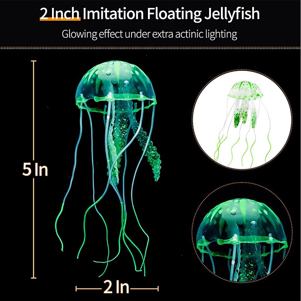 Qpets Jellyfish Ornament for Aquarium Fish Tank featuring 9PCS Floating Silicone Decor