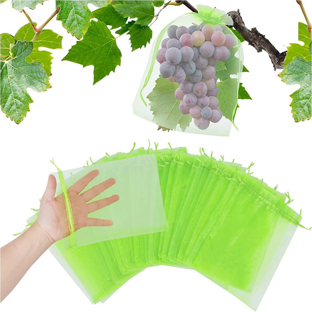 Optifit Fruit Protection Bag 50pcs 6×8 in with Drawstring Closure and Organza Mesh | Ideal for Apples and Pomegranates