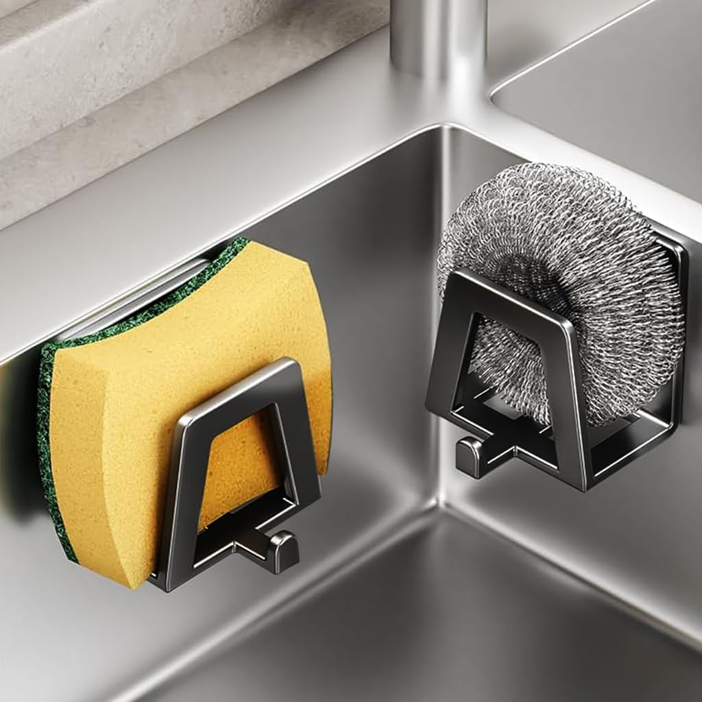 HASTHIP Wall Hooks for Kitchen and Bathroom Storage featuring L Shaped Rack Design | 3Pcs Carbon Steel Self Adhesive Organizer