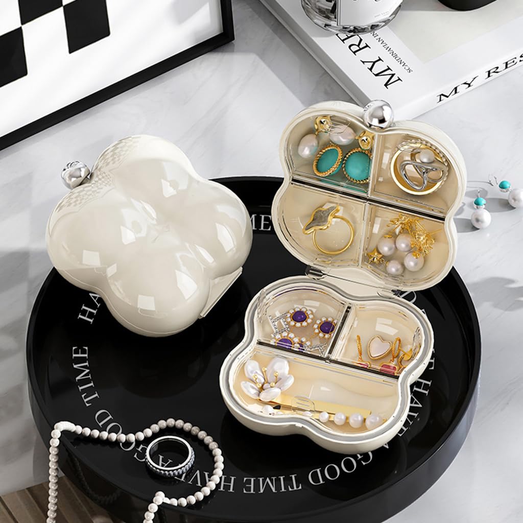 MAYCREATE® 1Pc Mini Jewelry Travel Case for Women, Clouded Shaped Earring Box, Trinket Boxes, Portable Small Earrings Box Rings Storage Box for Women Girl Men Small Necklace Rings Earrings, White