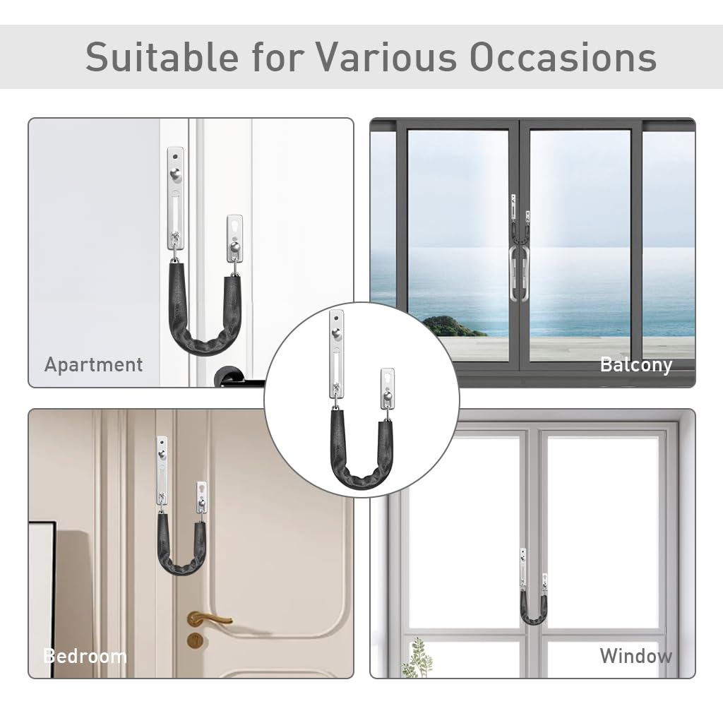 Supvox Door Chain Lock for Bedroom and Bathroom Safety featuring Spring Anti-Theft Press Lock and 5 in Stainless Steel Chain