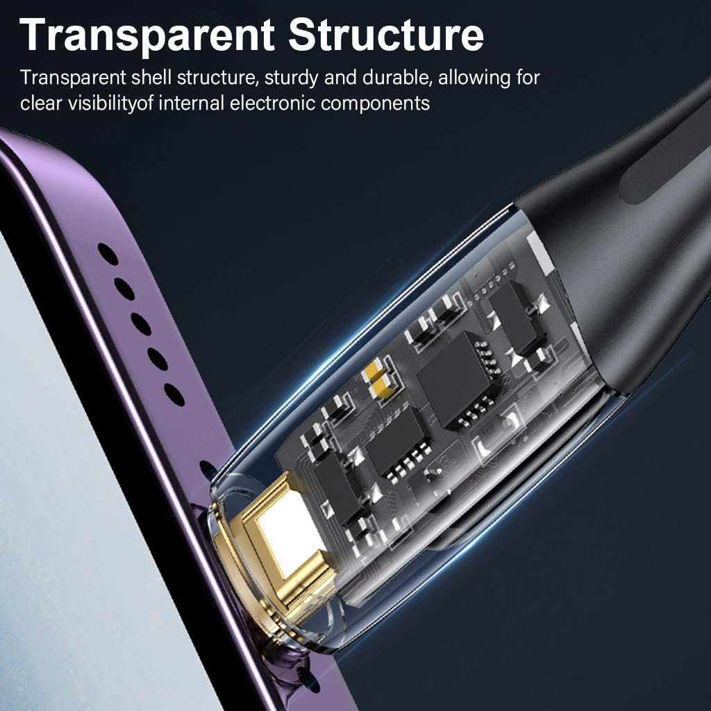 Verilux Type C to Lightning Cable 3.9ft PD 20W with LCD Display and Nylon Braid | Fast Charging