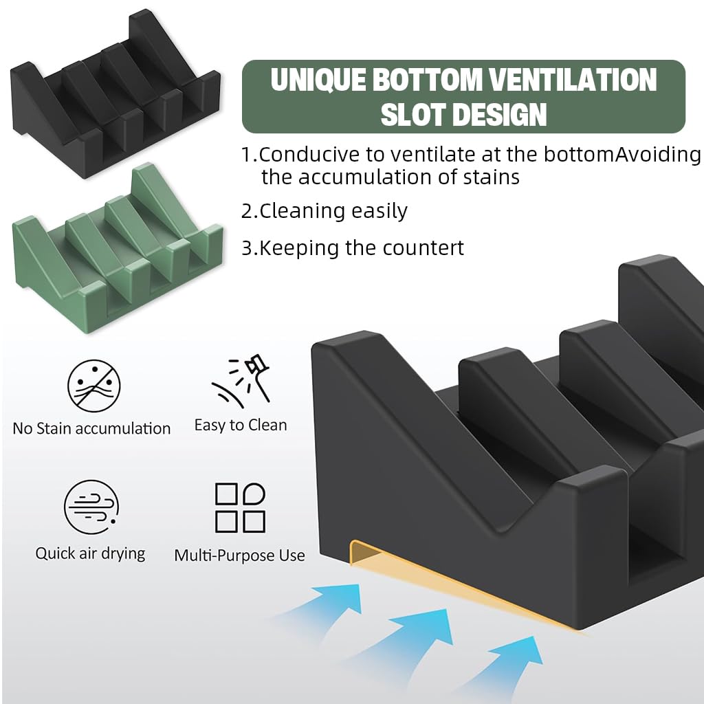 ZIBUYU Silicone Soap Stand for Bathroom and Kitchen with Slotted Drain Design 2Pcs | Non Slip Compact Dishwasher Safe Soap Dish