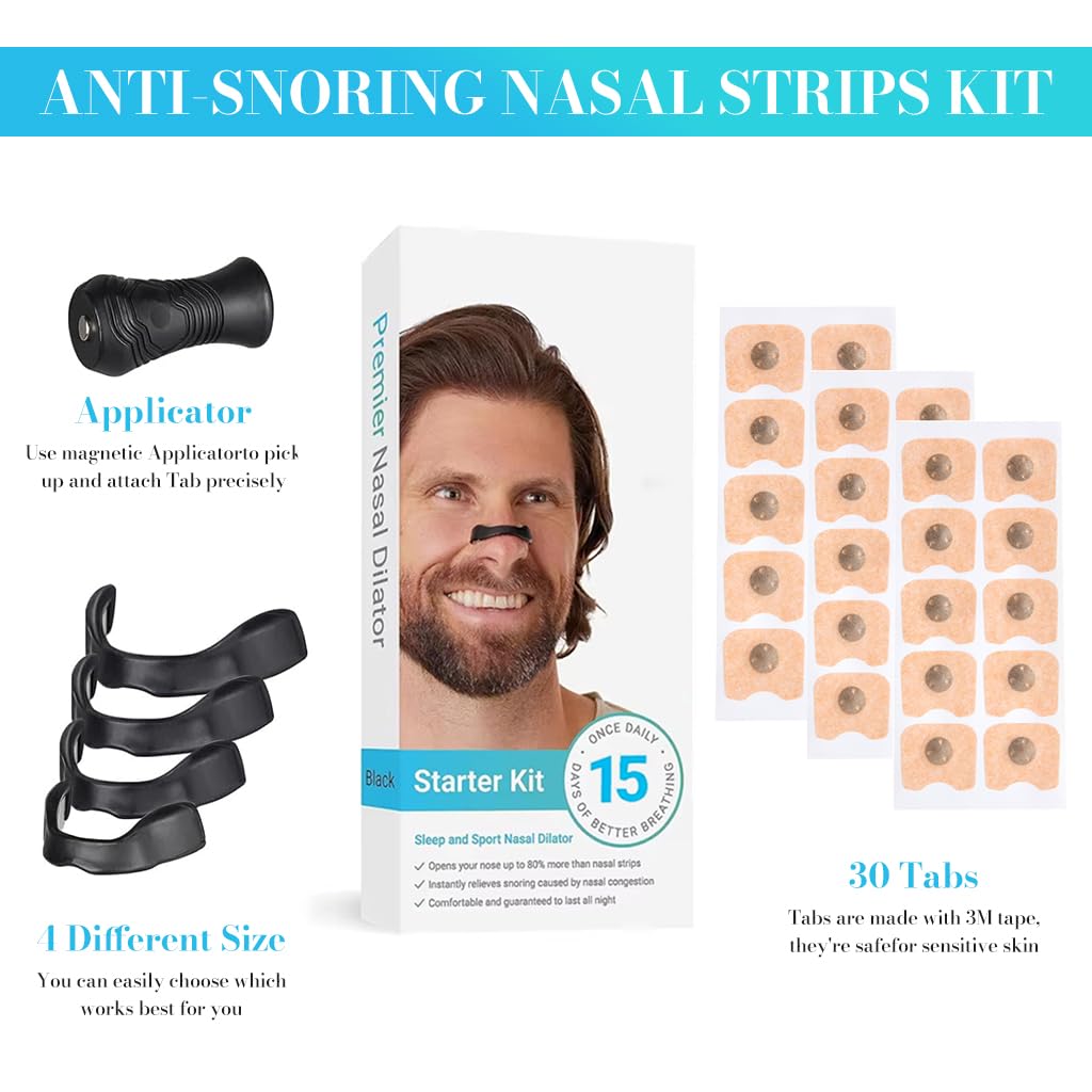 ZIBUYU Breathing Nasal Strip Kit for Snoring Relief with 15 Magnetic Patches | Improves Oxygen Intake