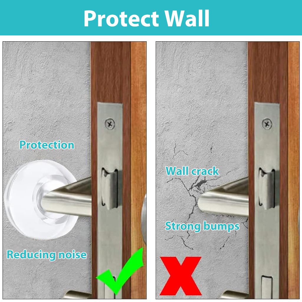 ZIBUYU Door Protector for Home with 1.96 in Round Shock‑Absorbent Rubber Bumper | Transparent Wall Guard