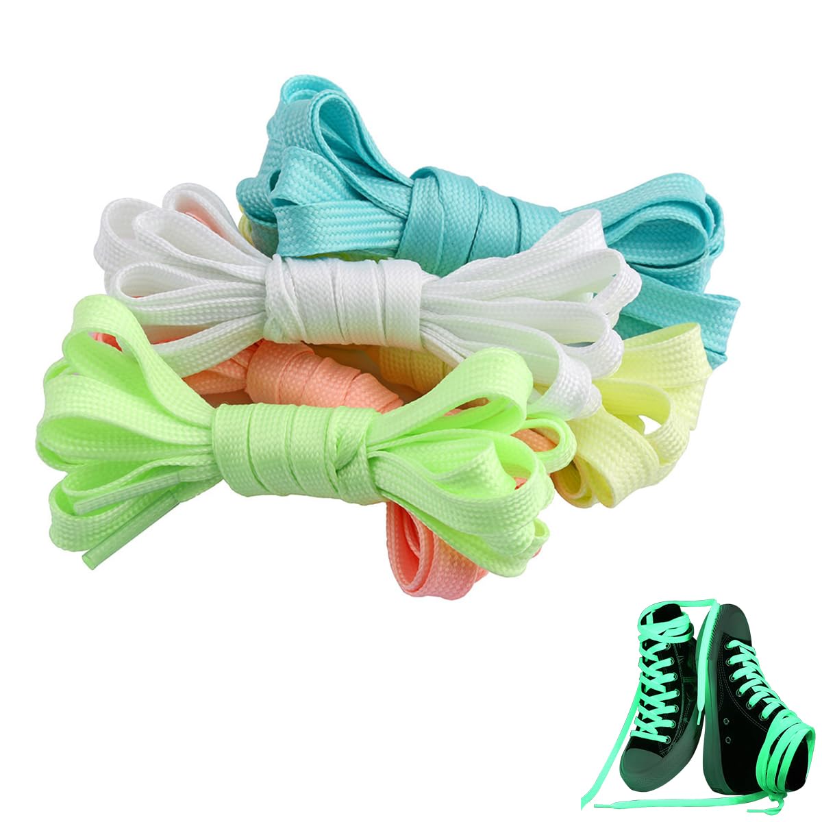 Venzina Luminous Shoelaces for Night Running featuring 3.3 ft Glow Design | 5 Color Set