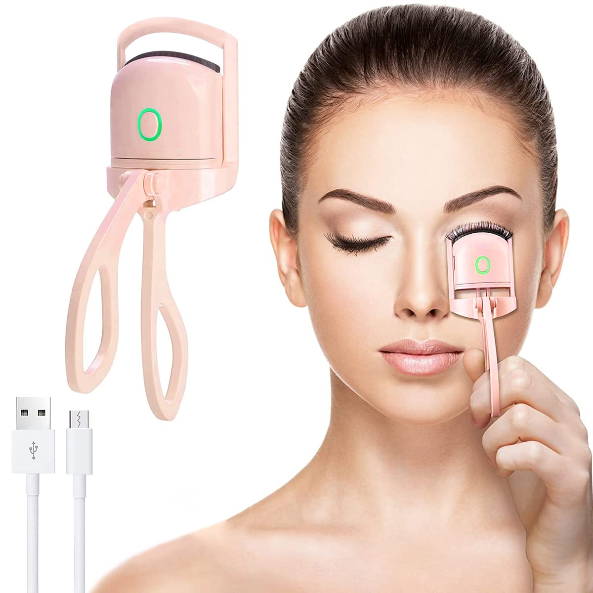 MAYCREATE® USB Heating Eyelash Curler Rechargeable Eyelash Curler with 2 Temperature Adjustable Quick Heat Eyelash Curler Anti-scalding Long Lasting Natural Eyelash Curler