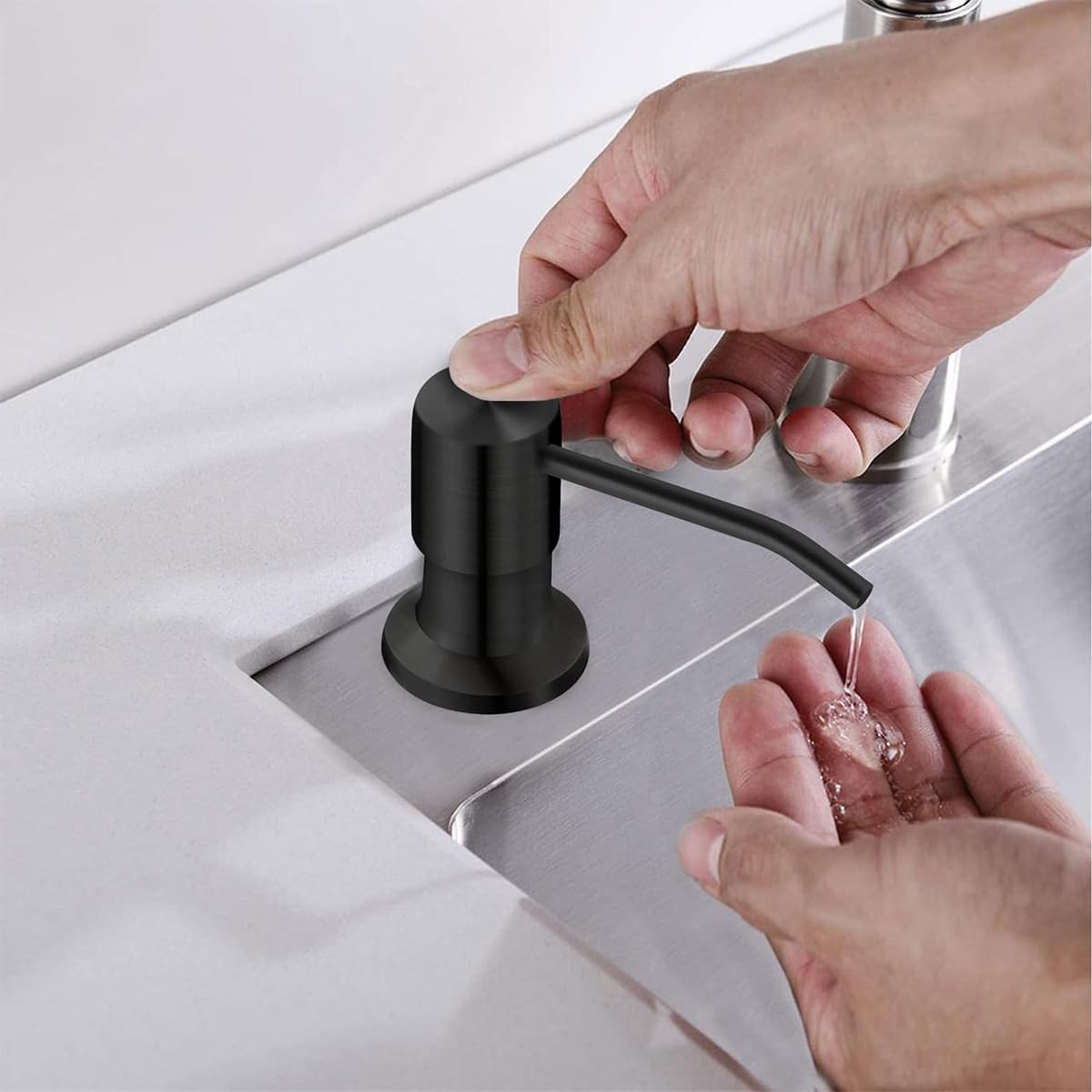 HANNEA Sink Soap Dispenser with 1.2m Silicone Pipe featuring Modern Stainless Steel Pump | Ideal for Kitchen Use