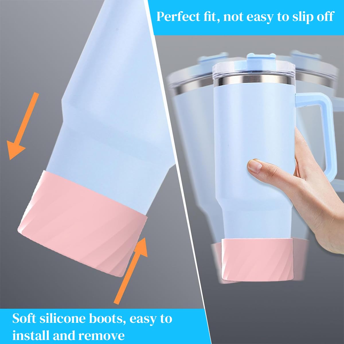 HASTHIP Water Bottle Protective Silicone Boot for Stanley 40oz | 7.5cm Anti‑Slip Bottom Protector in Purple