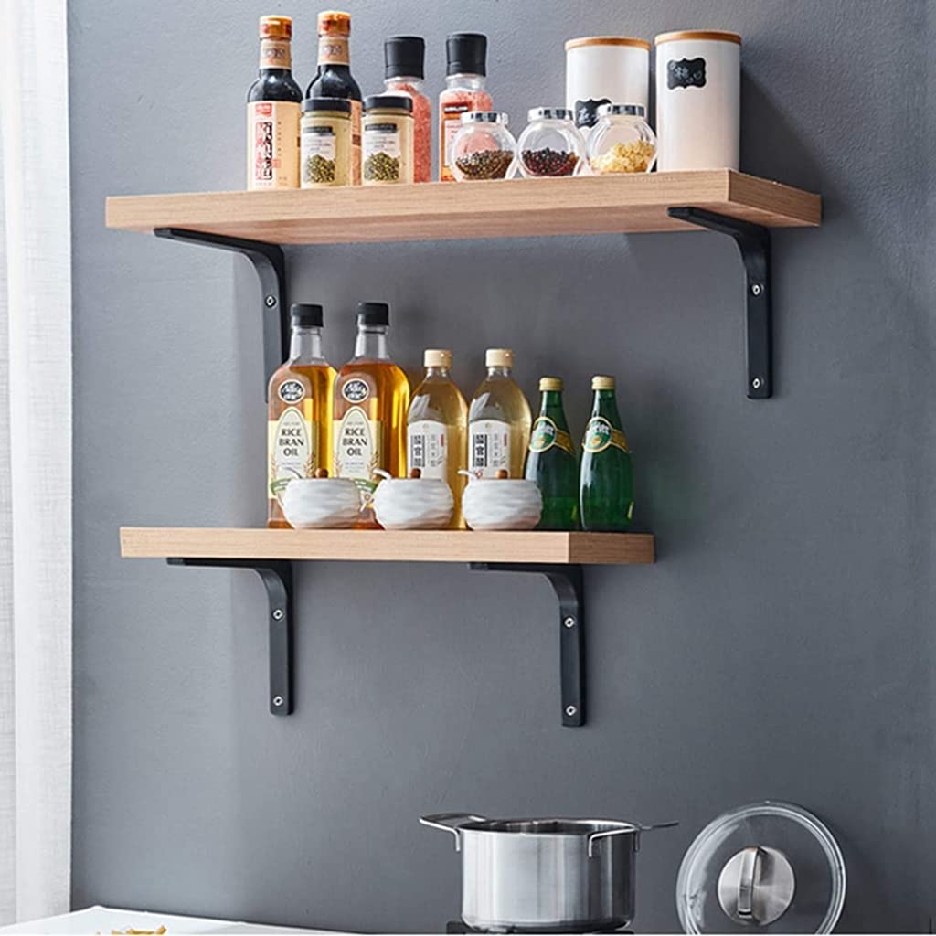 HASTHIP Shelf Bracket for DIY Open Wood Shelving with 4 Prepunched Holes and 4x4 in Stainless Steel L Design | Supports up to 165 lb