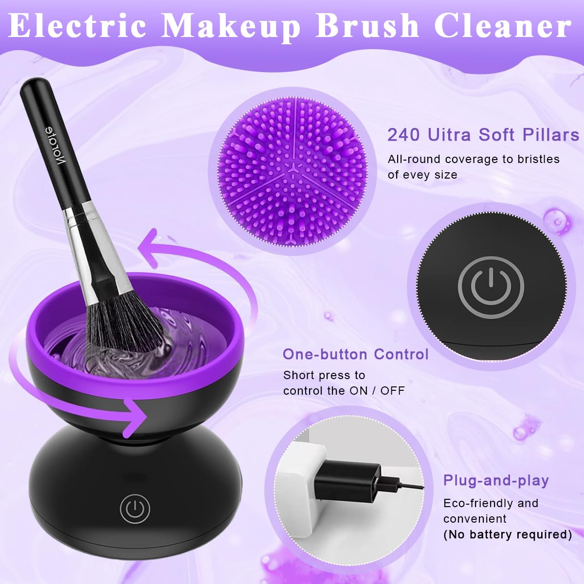 MAYCREATE® Electric Makeup Brush Cleaner Machine, Silicone Makeup Brush Cleaning Cup, Portable USB Automatic Spinner Cleaner for All Size Brushes