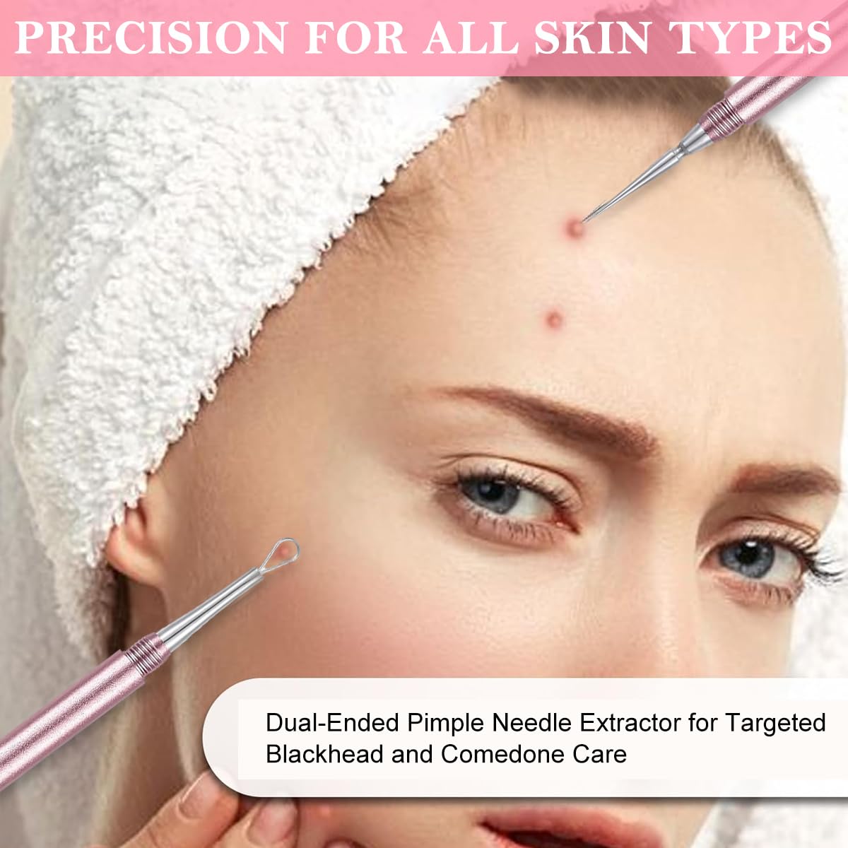 ZIBUYU Blackhead Remover Tool for Acne Extraction with Dual Head 2 in 1 Stainless Steel