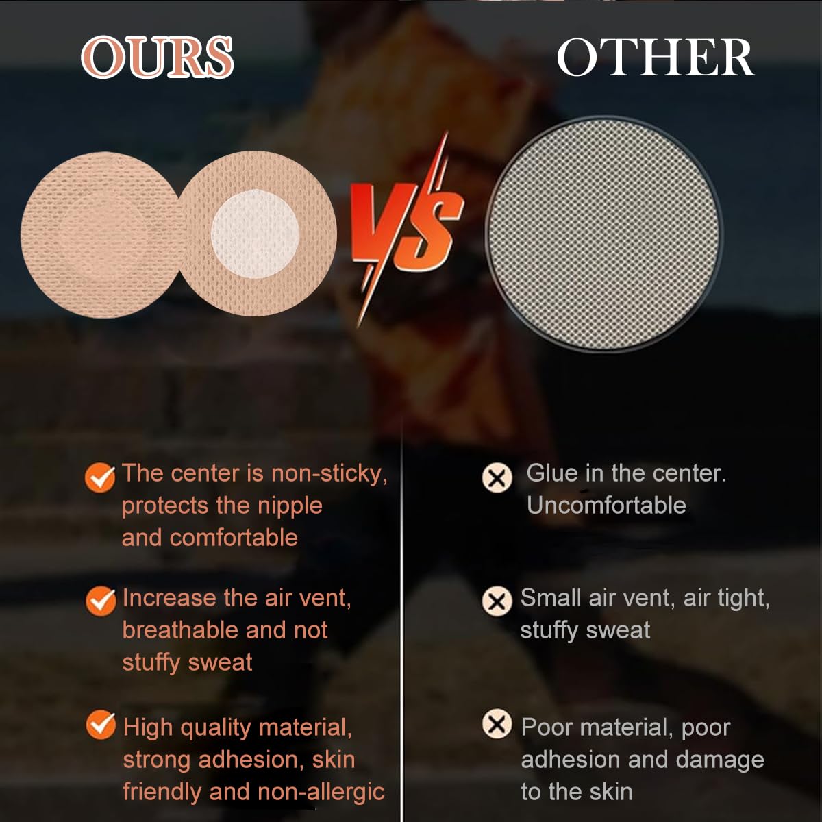 HANNEA Nude Nipple Covers for Men with 90 Count Adhesive Pads featuring Non Woven Invisible Design | Prevents Chafing and Irritation