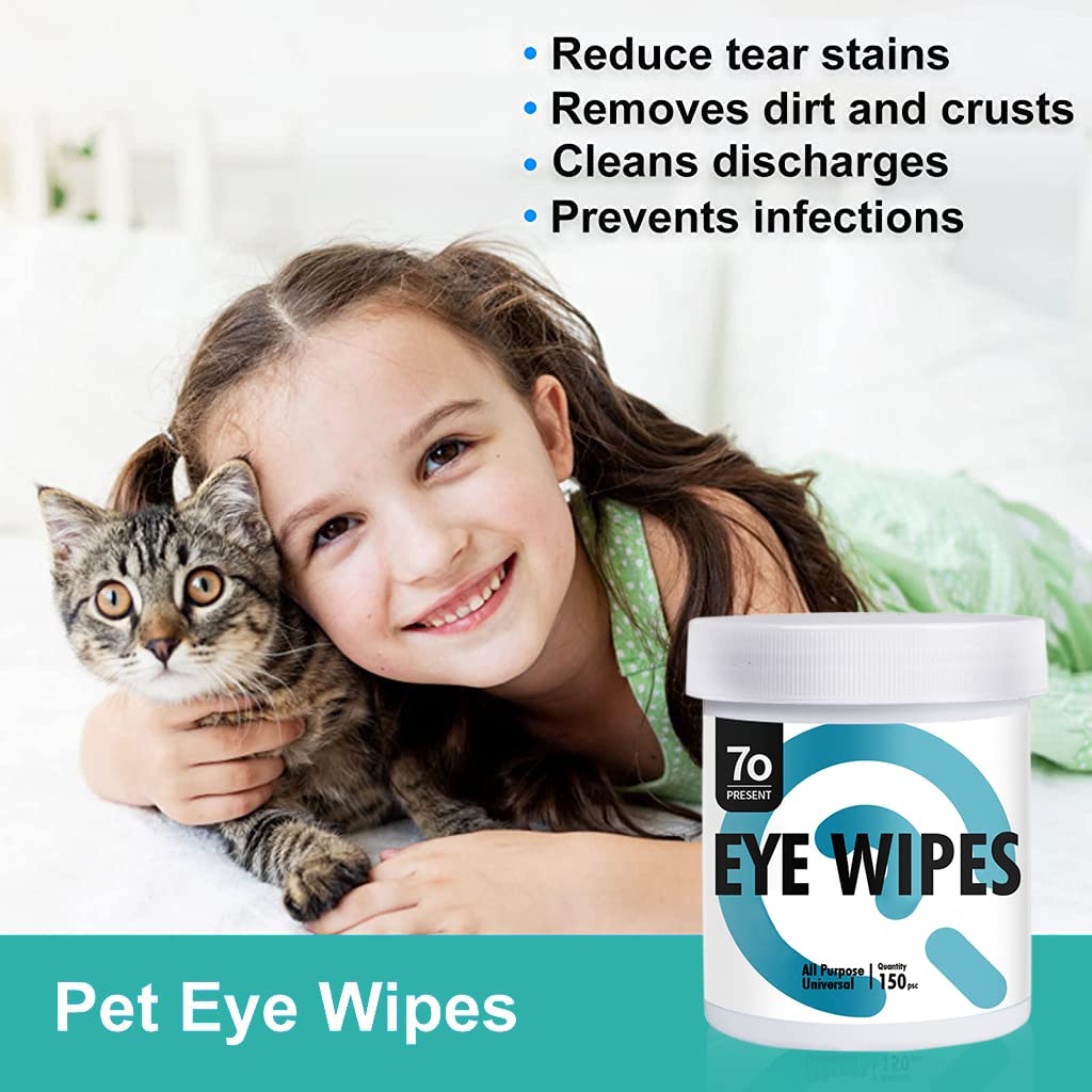 Qpets Pet Eye Cleaning Wipes for Dogs and Cats with 150 Sheets of Soft Cotton | Alcohol Free