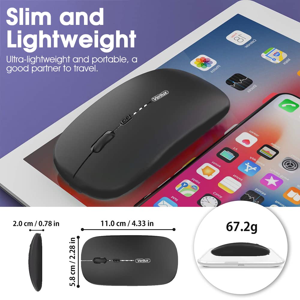 Zeitel Wireless Mouse for Laptop with 1600 DPI Silent Click and Rechargeable Battery | 2.4G Slim Ergonomic Design