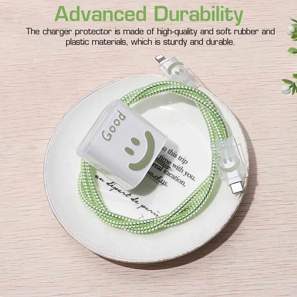Verilux Charger Protector Set for 20W and 30W iPhone Chargers with Rubber Coil Sleeve | 4 Pcs Cartoon Cable Cover