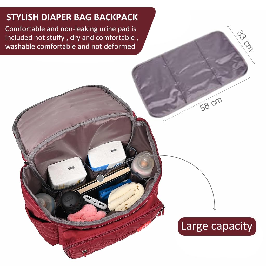 SNOWIE SOFT Motherly Diaper Bag Backpack for Travel with 26×16×36 cm Capacity and Stroller Buckles