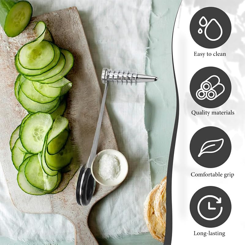 Supvox Spiral Vegetable Slicer for Salad and Garnish featuring Hand Crank and Food Grade Stainless Steel
